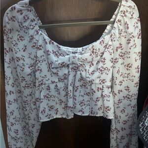 Altar'd State Floral Blouse in White and Pink